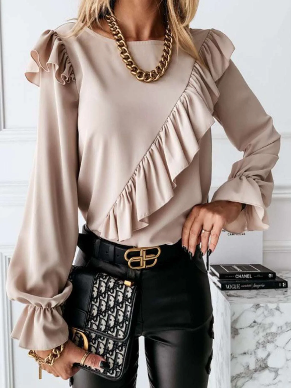 Venetian Ruffle Blouse Top - Image 6