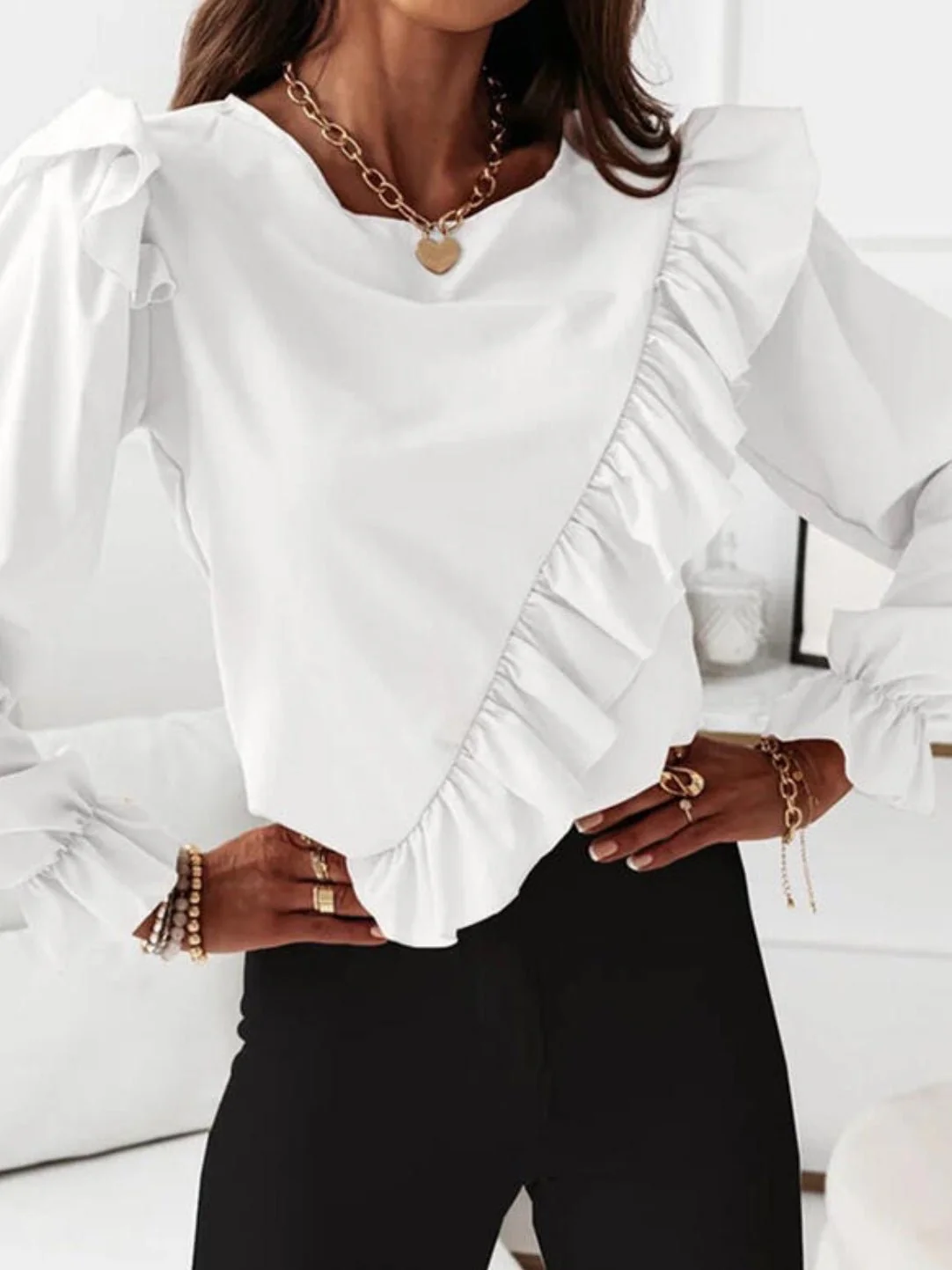 Venetian Ruffle Blouse Top - Image 7