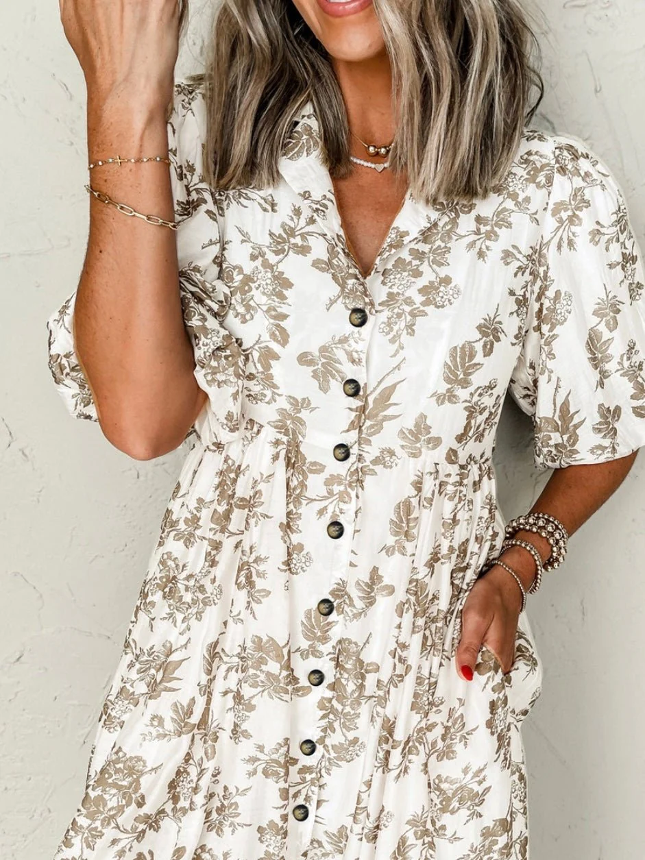 Whispering Blooms Button Dress - Image 3