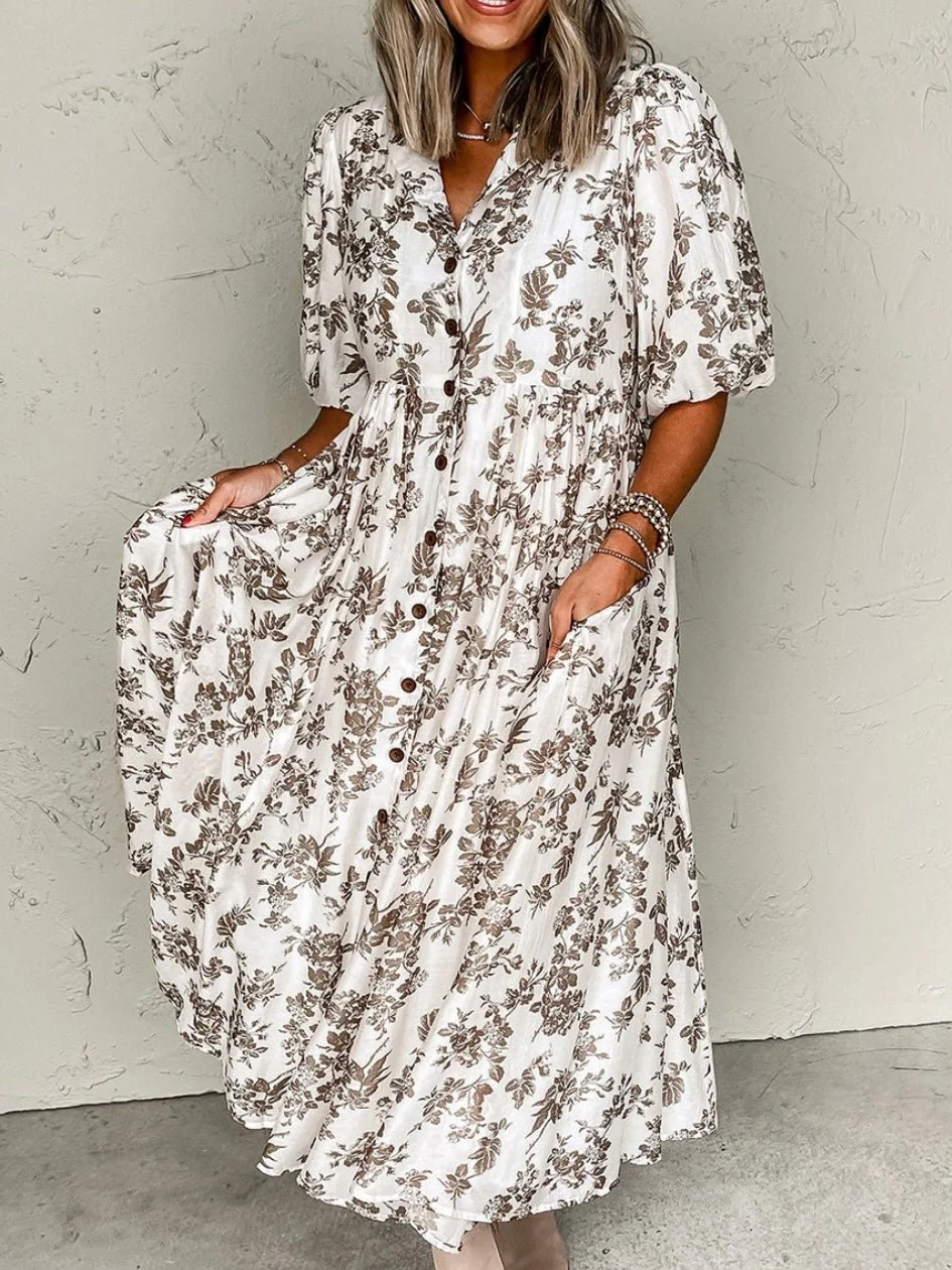 Whispering Blooms Button Dress - Image 5