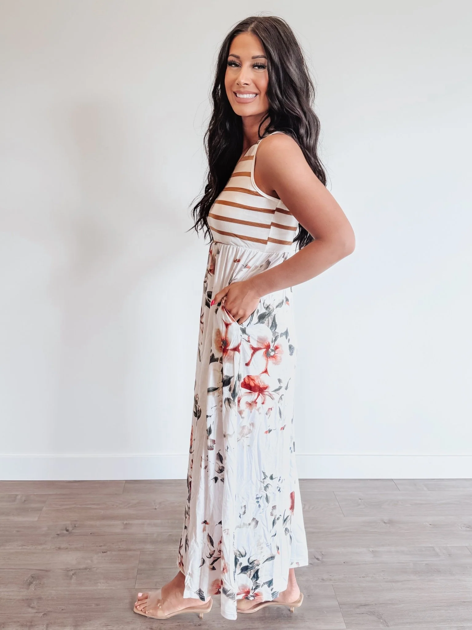 Stripe + Floral Maxi Dress - Image 13