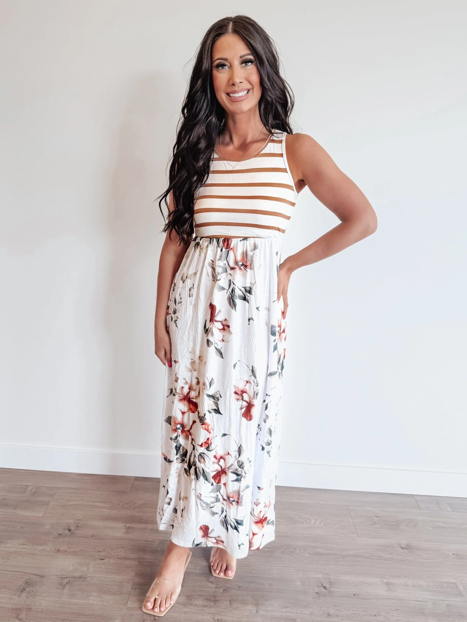 Stripe + Floral Maxi Dress - Image 14