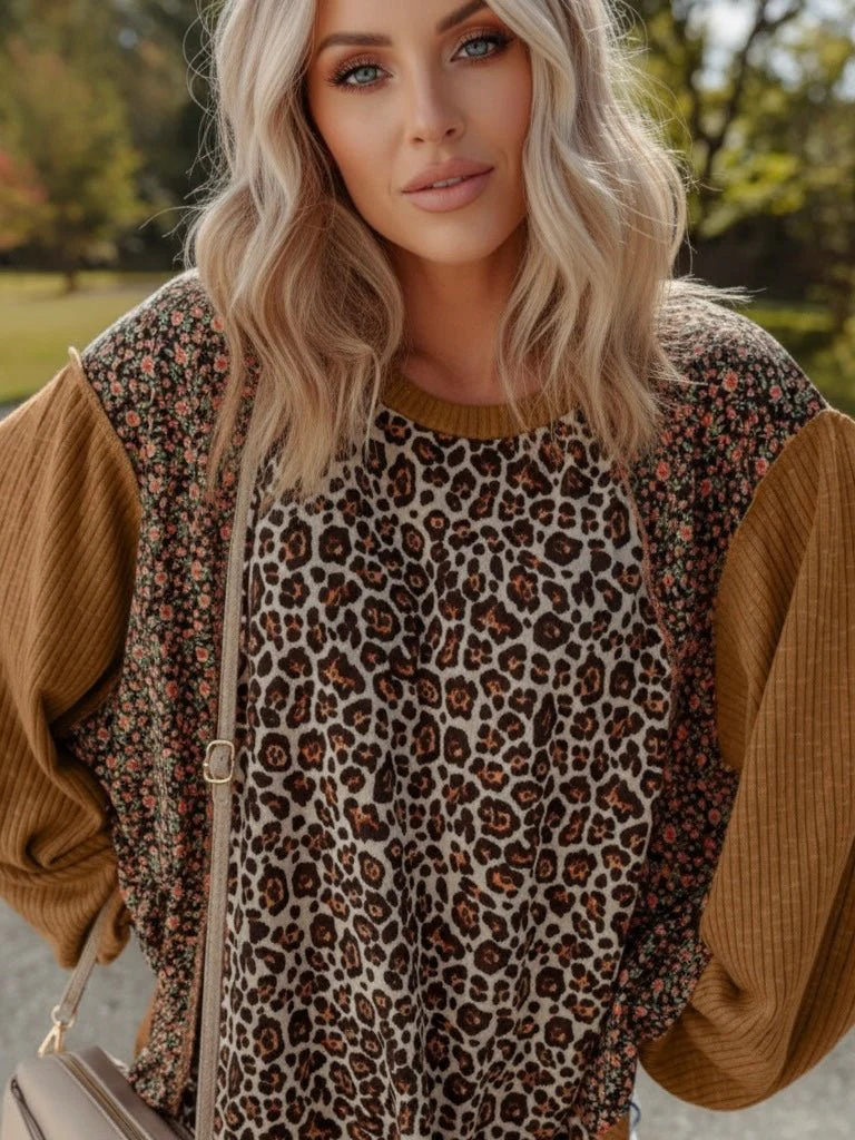 Wildflower Leopard Patchwork Top - Image 2